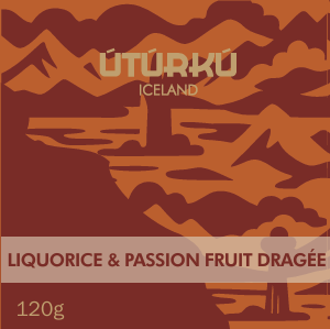 ÚTÚRKÚ súkkulaðihjúpaður saltlakkrís með passion fruit 120g