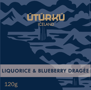 ÚTÚRKÚ súkkulaðihjúpaður saltlakkrís með bláberjum 120g